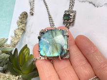 Load image into Gallery viewer, Labradorite And Sterling Silver Triple Gemstone Statement Necklace
