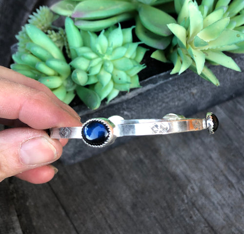 Blues Labradorite Stamped Sterling Bangle Bracelet