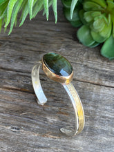 Load image into Gallery viewer, Golden Labradorite Mixed Metal Cuff Bracelet
