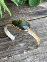 Load image into Gallery viewer, Golden Labradorite Mixed Metal Cuff Bracelet

