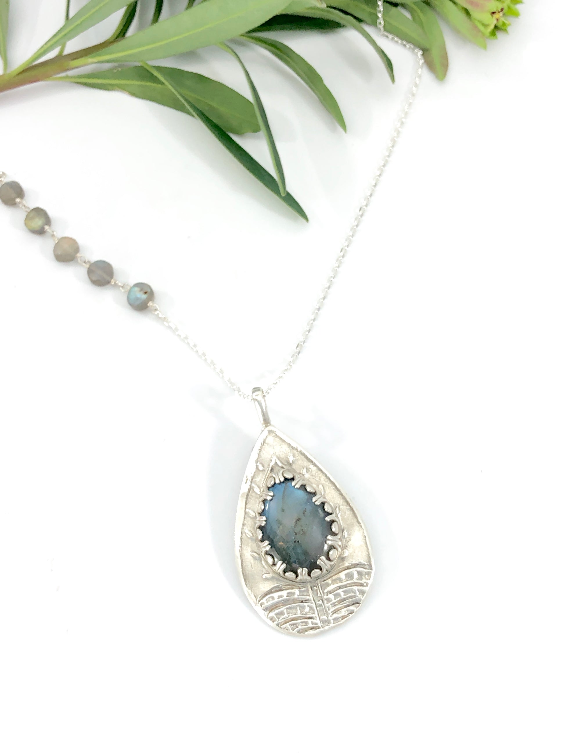  Sterling And Labradorite Teardrop Pendant