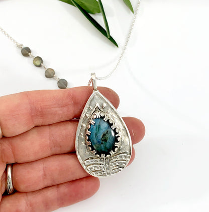  Sterling And Labradorite Teardrop Pendant