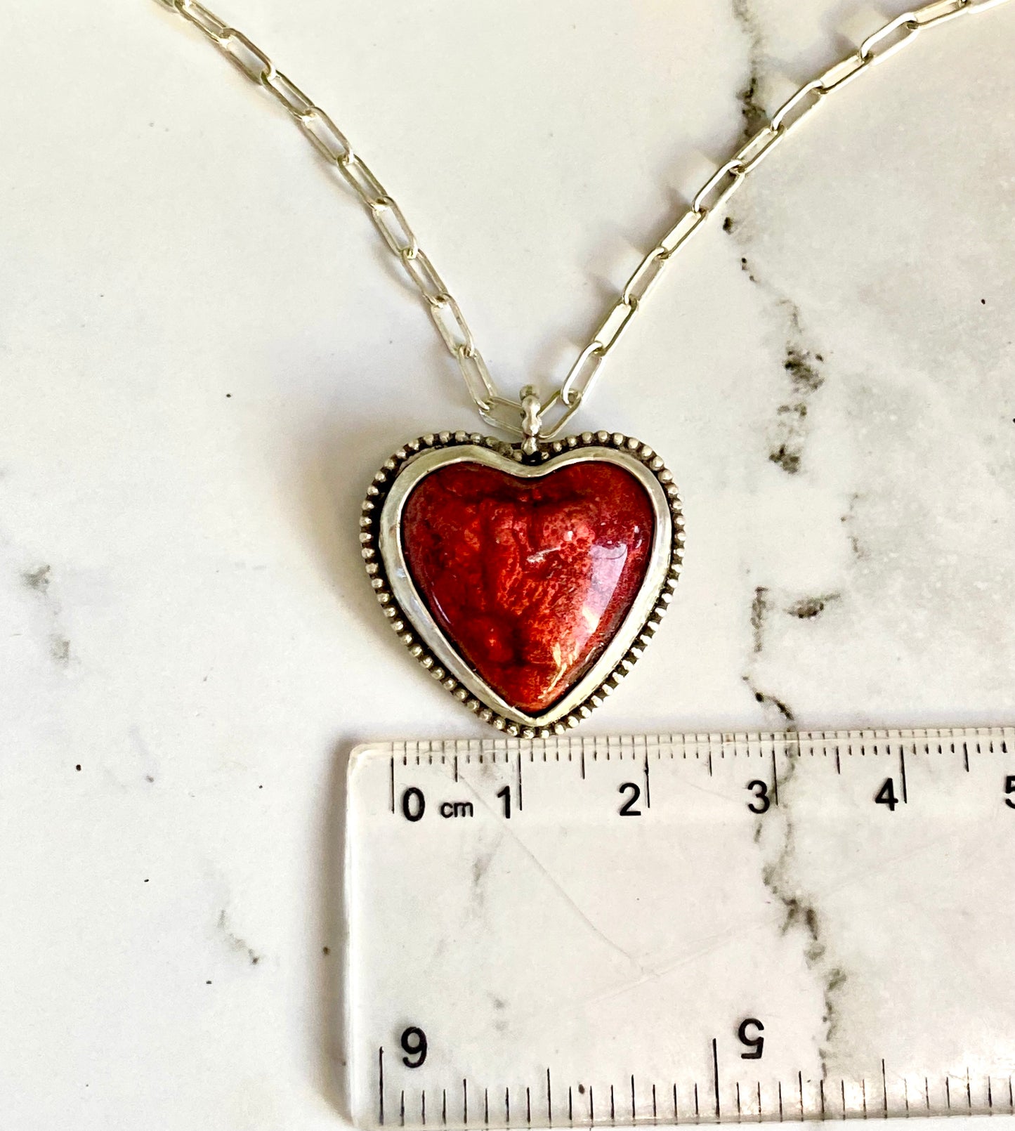 Red Hot Molten Lava Resin And Sterling Silver Heart