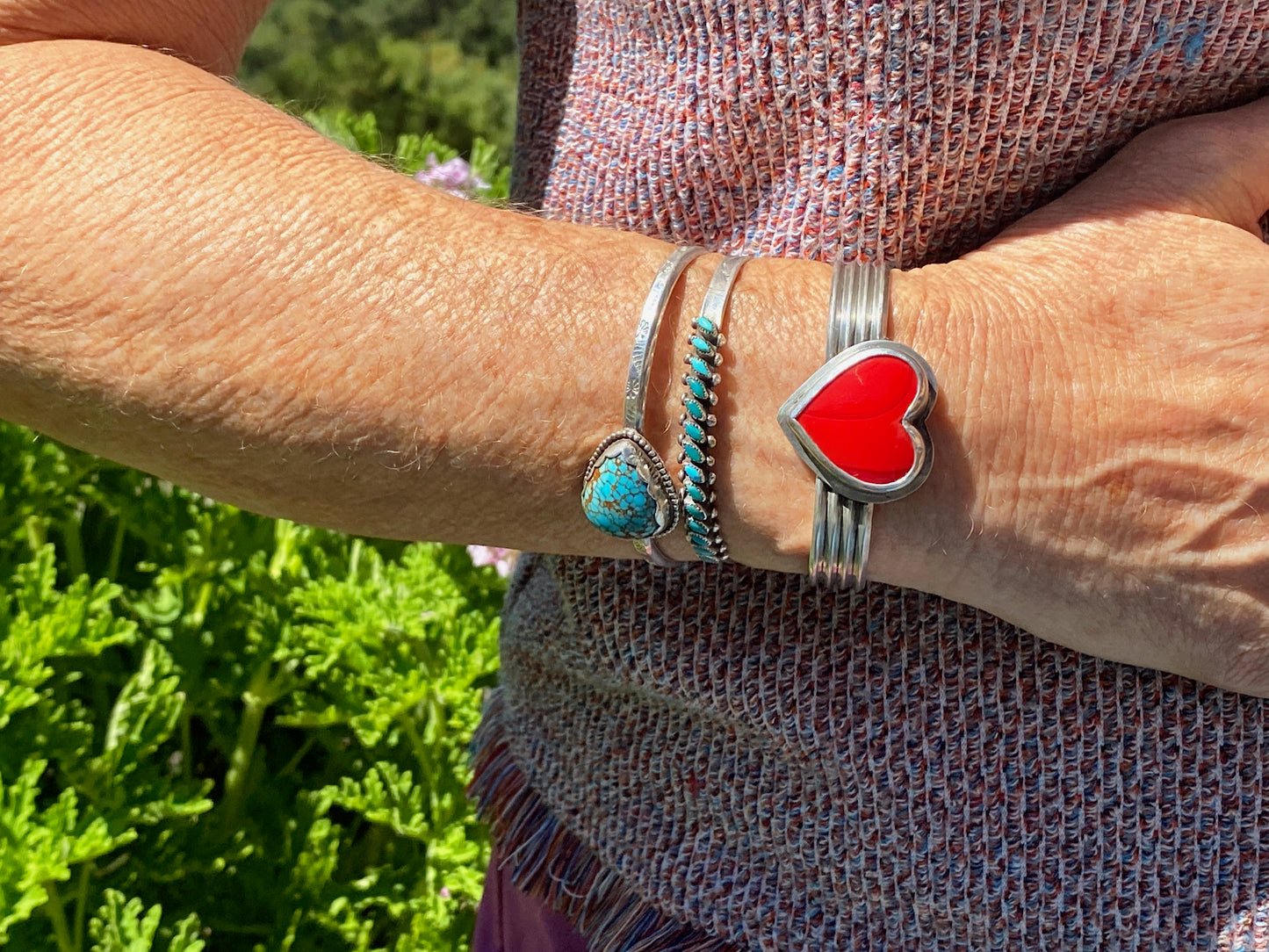 Rosarita And Sterling Silver Cuff Bracelet