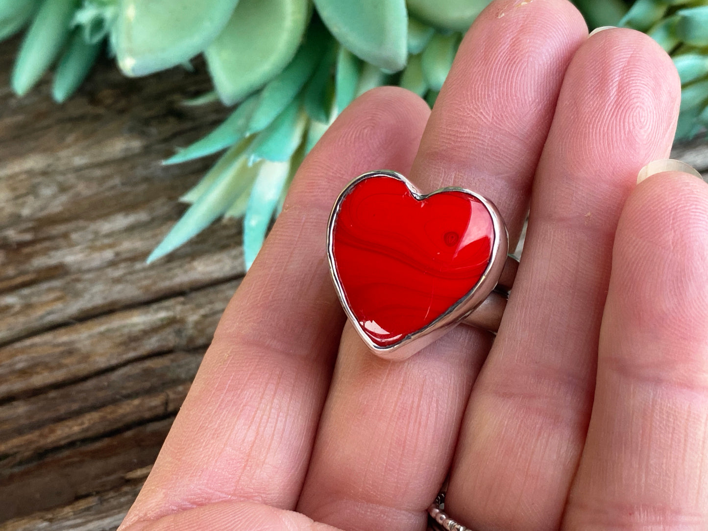 Red Hot Rosarita Heart And Sterling Silver Statement Ring