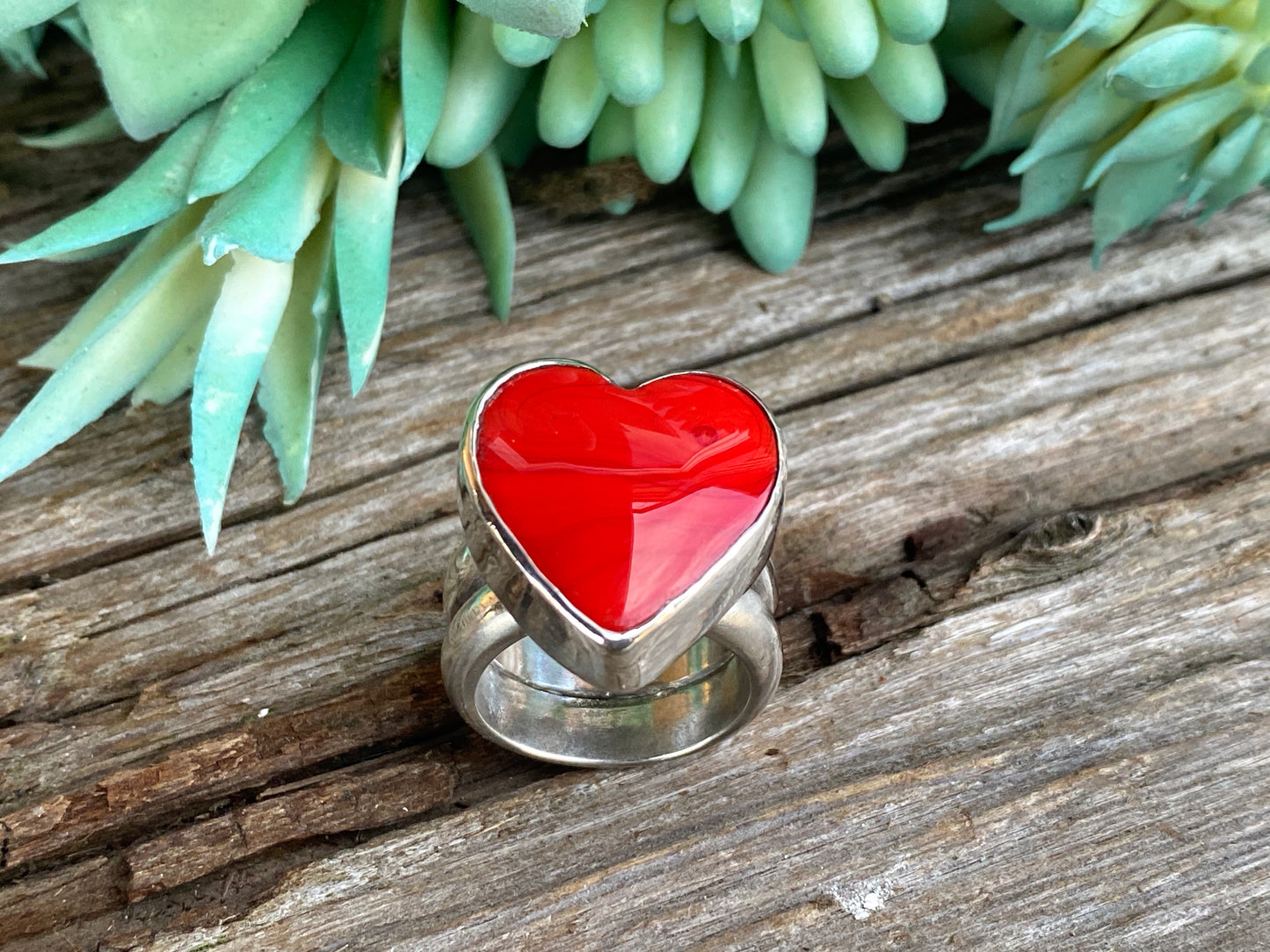 Red Hot Rosarita Heart And Sterling Silver Statement Ring
