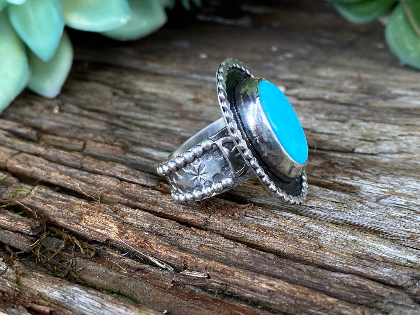 Sleeping Beauty Turquoise And Sterling Statement Ring