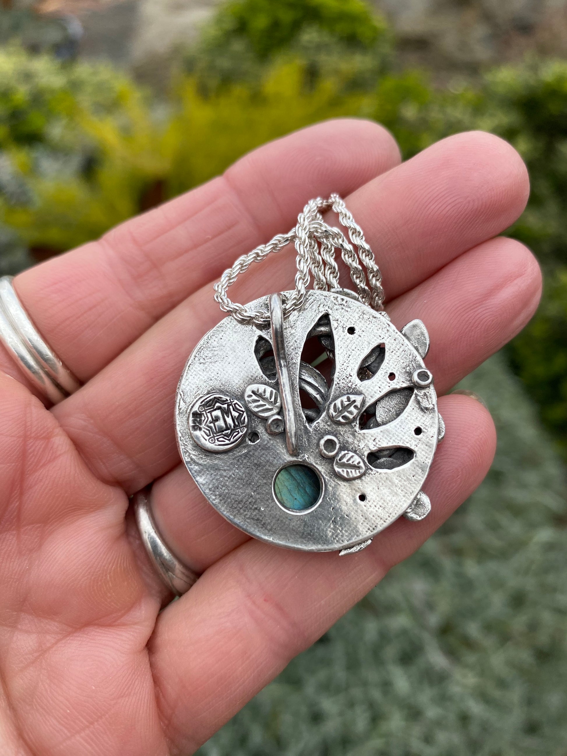 Sterling Silver And Labradorite Tropical Flower Garden Necklace