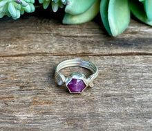 Load image into Gallery viewer, Luna Ring - Sterling Silver Star Sapphire Hexagon Moon Ring
