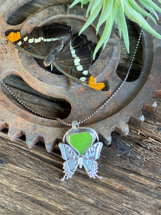 Sterling Seaglass Swallowtail Necklace