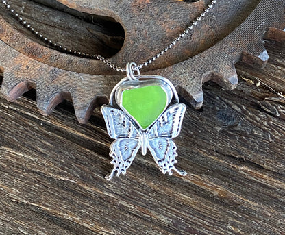 Sterling Seaglass Swallowtail Necklace