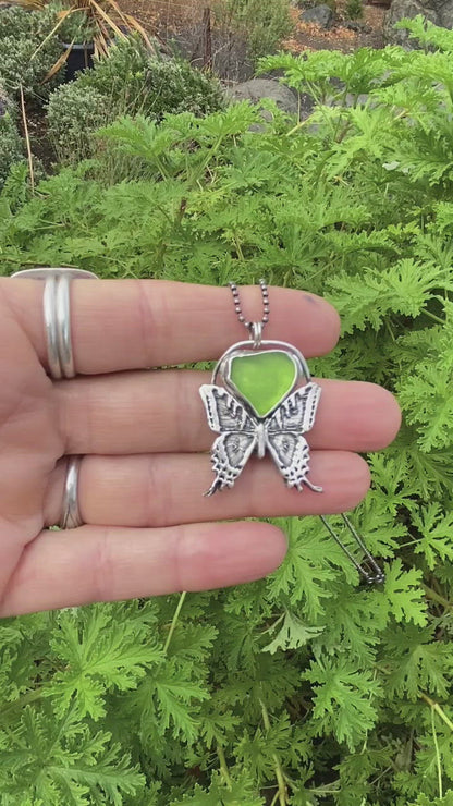 Sterling Seaglass Swallowtail Necklace