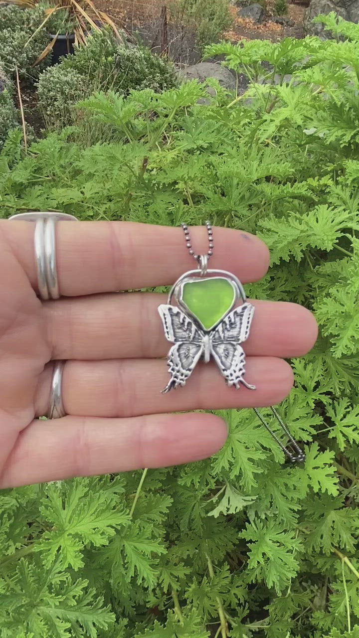 Sterling Seaglass Swallowtail Necklace