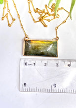 Load image into Gallery viewer, gold labradorite bar necklace
