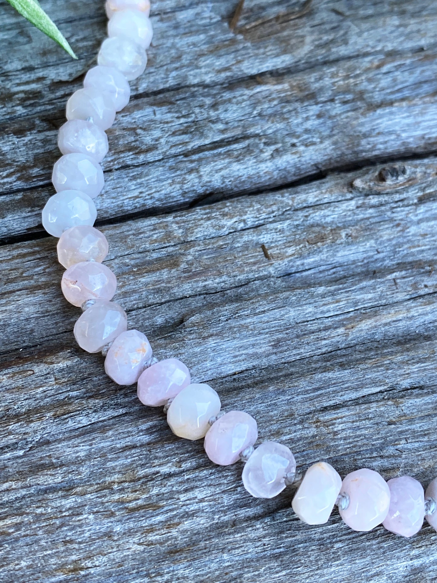 Pink Rose Quartz Gemstone Hand knotted Silk Necklace