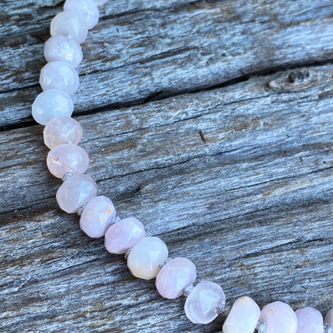 Pink Rose Quartz Gemstone Hand knotted Silk Necklace