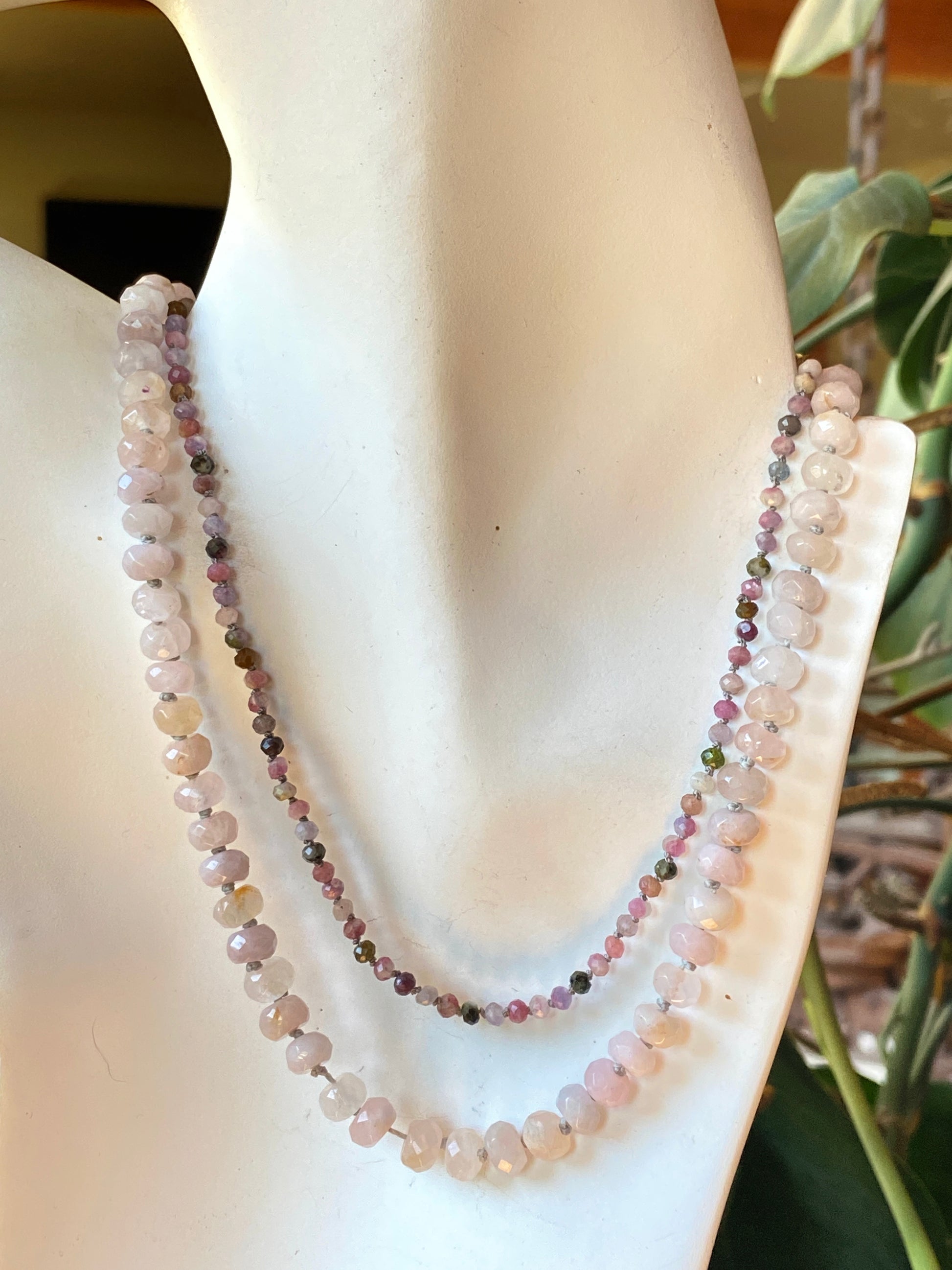 Pink Faceted Rose Quartz Gemstone Necklace3
