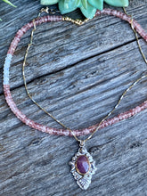 Load image into Gallery viewer, Pink Tourmaline And Rainbow Moonstone Faceted Gemstone Necklace
