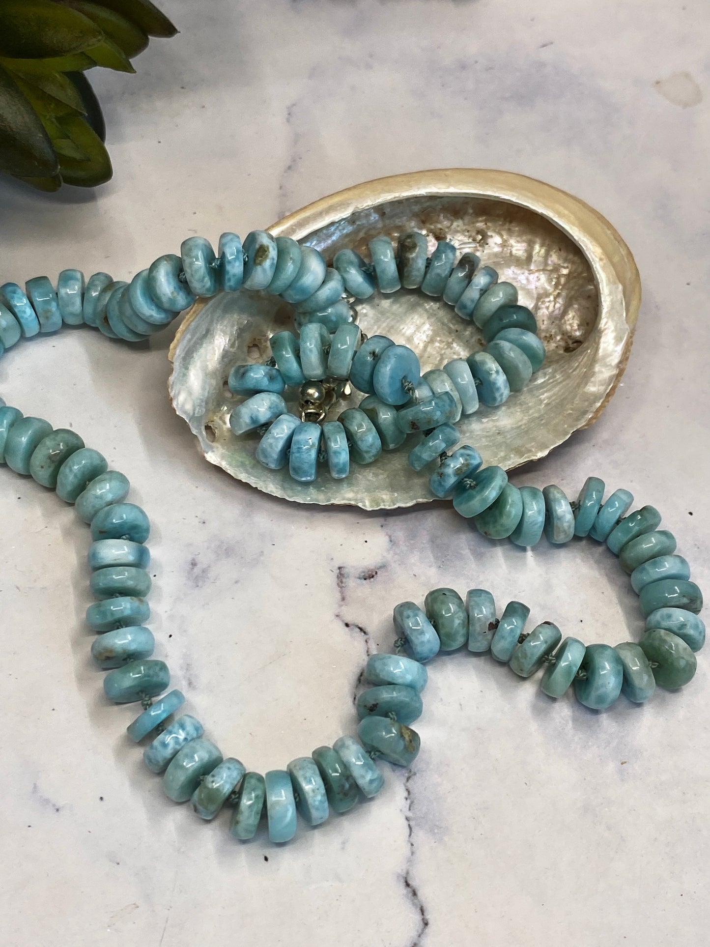 Larimar Hand Knotted Gemstone Candy Necklace