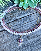 Load image into Gallery viewer, Pink Tourmaline And Rainbow Moonstone Faceted Gemstone Necklace
