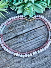 Load image into Gallery viewer, Pink Rose Quartz Gemstone Hand knotted Silk Necklace
