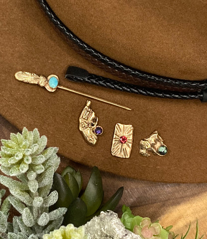 Gold Bronze And Gemstone Hat Pins, Scarf Pins And Tie Tacks