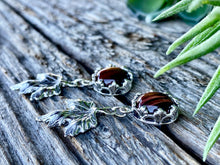 Load image into Gallery viewer, Sterling Maple Leaves And Red Tigers Eye Earrings
