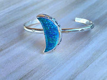 Load image into Gallery viewer, Opalite Moon Galaxy Cuff Bracelet - Sterling Silver Moon Bracelet
