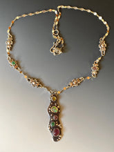 Load image into Gallery viewer, Recycled 18k Gold  &amp; Sterling Silver, Tourmaline,Opal, Emerald- Spring In Bloom Necklace
