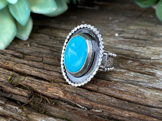Sleeping Beauty Turquoise And Sterling Statement Ring