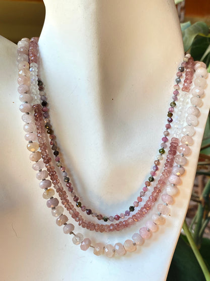 Pink Faceted Rose Quartz Gemstone Necklace2