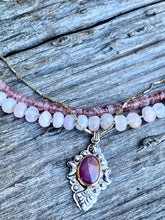 Load image into Gallery viewer, Pink Rose Quartz Gemstone Hand knotted Silk Necklace
