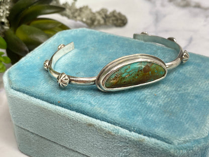 Royston Turquoise And Recycled Sterling Silver Cuff Bracelet