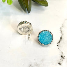 Load image into Gallery viewer, Sky Blue Quartz Druzy And Sterling Silver Post Earrings.
