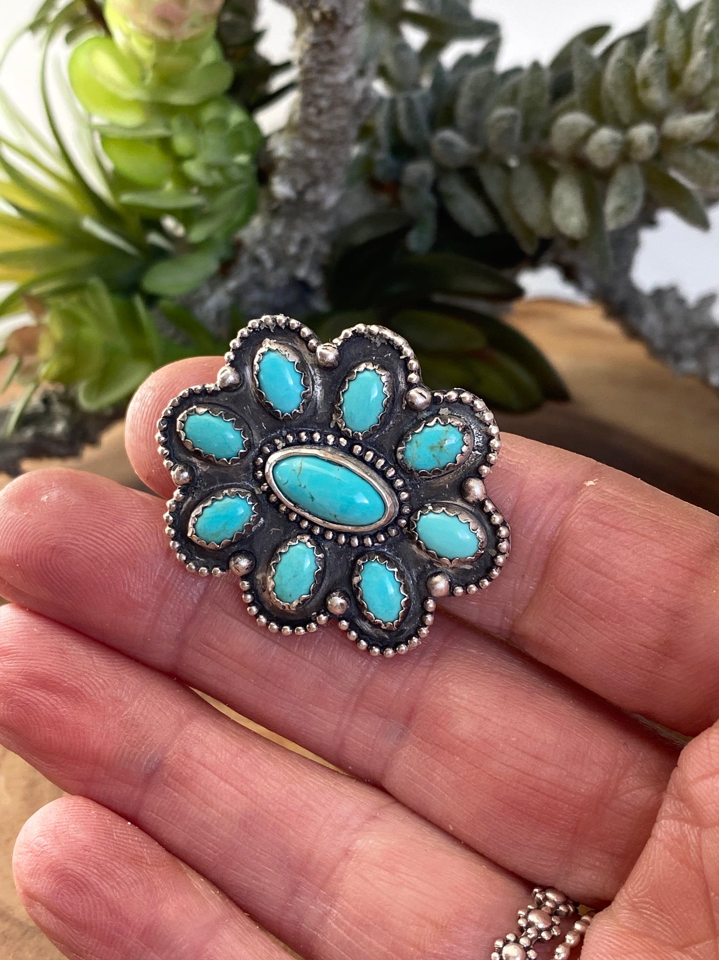 Kingman Turquoise Cluster Ring