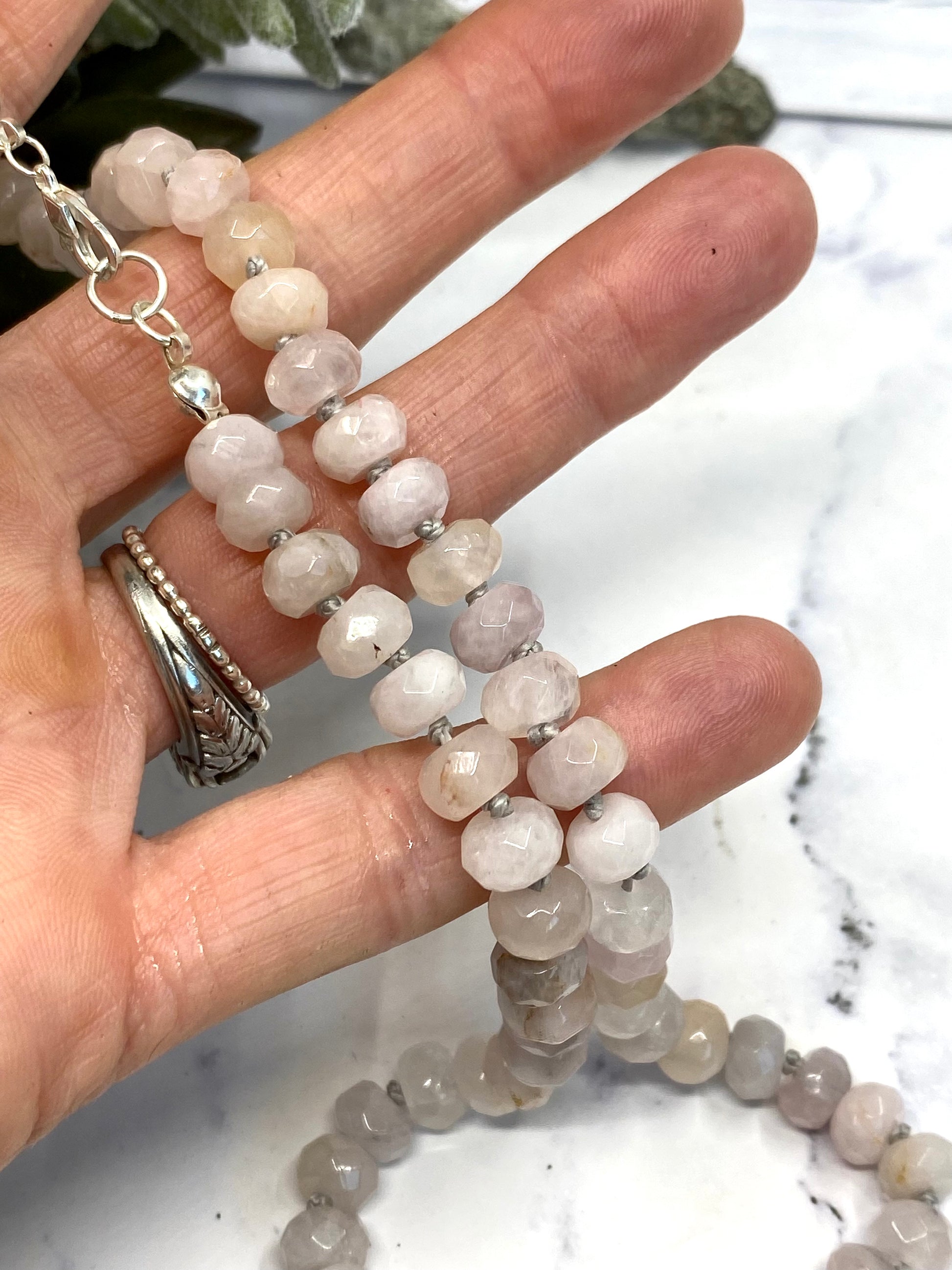 Pink Faceted Rose Quartz Gemstone Necklace