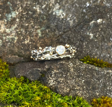 Load image into Gallery viewer, Princess Bride Ring - Recycled Sterling Silver &amp; 14k Yellow Gold With Moissanite (Man Made Diamond).
