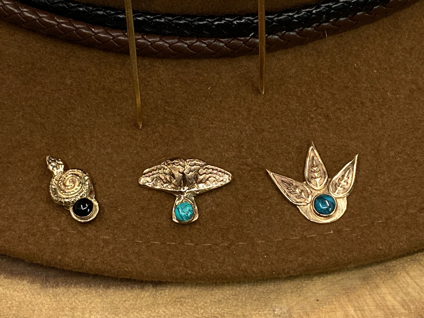 Gold Bronze And Gemstone Hat Pins, Scarf Pins And Tie Tacks
