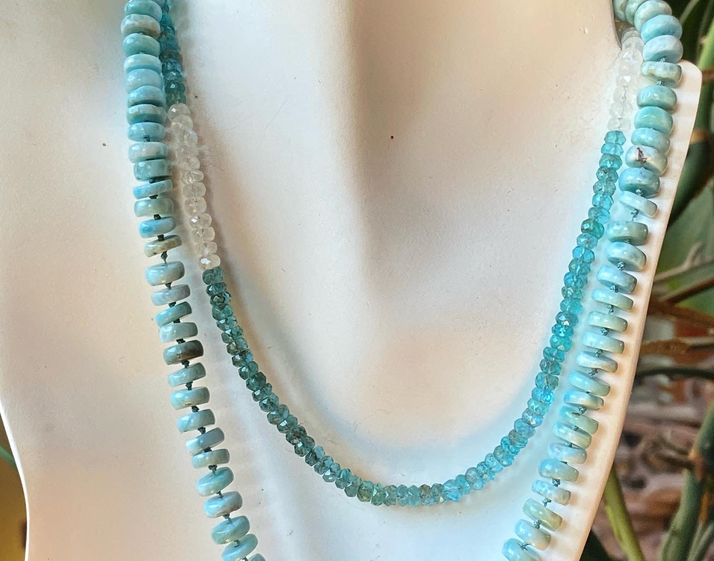 Larimar Hand Knotted Gemstone Candy Necklace