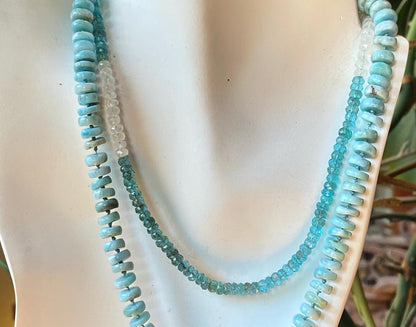 Larimar Hand Knotted Gemstone Candy Necklace