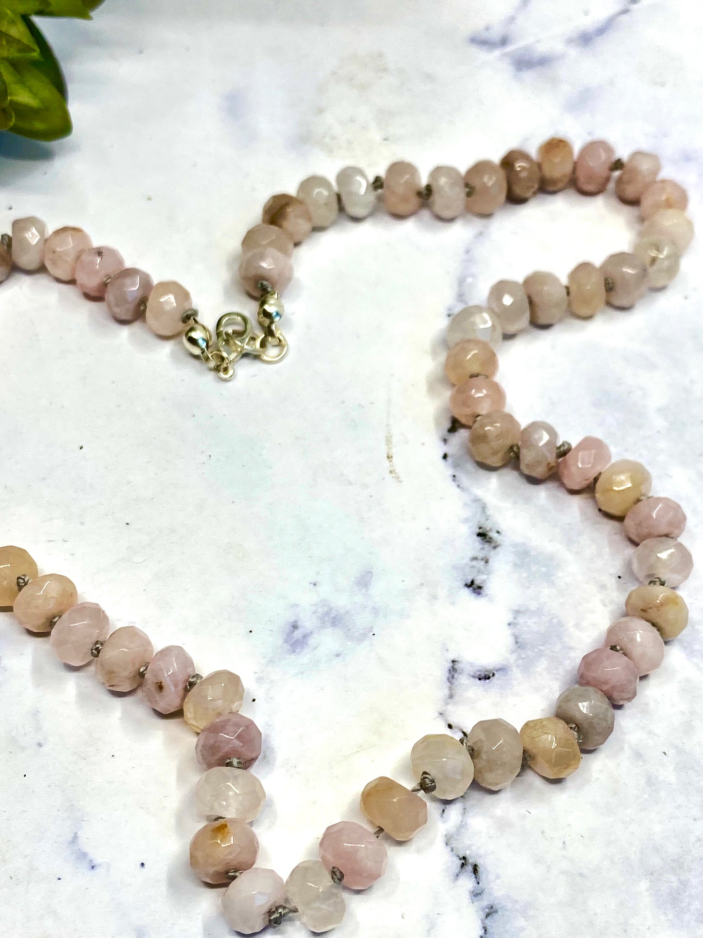 Pink Rose Quartz Gemstone Hand knotted Silk Necklace