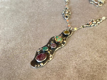 Load image into Gallery viewer, Recycled 18k Gold  &amp; Sterling Silver, Tourmaline,Opal, Emerald- Spring In Bloom Necklace
