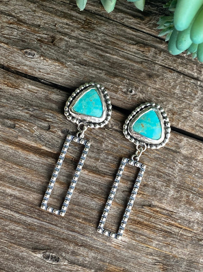 Sterling And Turquoise Beaded Post Dangle Earrings