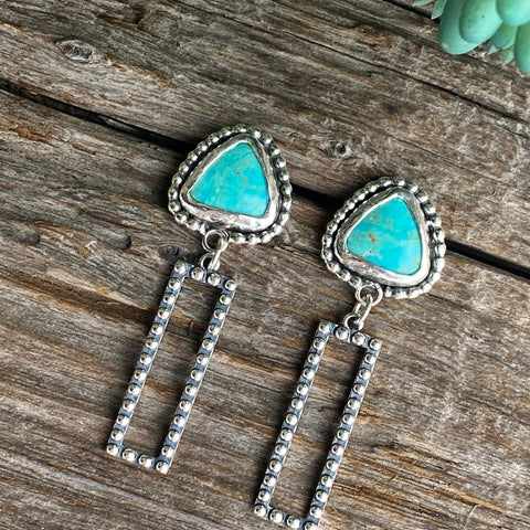 Sterling And Turquoise Beaded Post Dangle Earrings