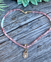 Load image into Gallery viewer, Pink Tourmaline And Rainbow Moonstone Faceted Gemstone Necklace
