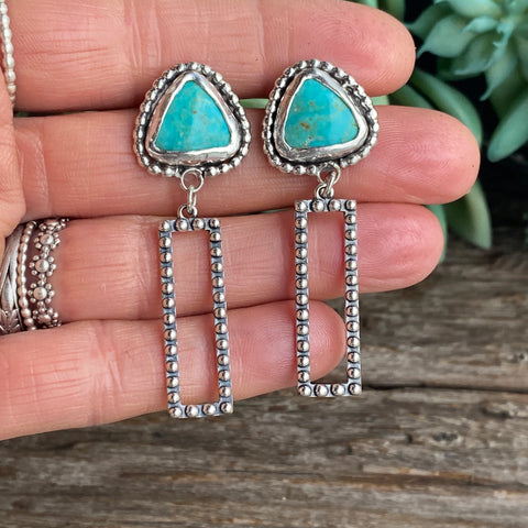 Sterling And Turquoise Beaded Post Dangle Earrings