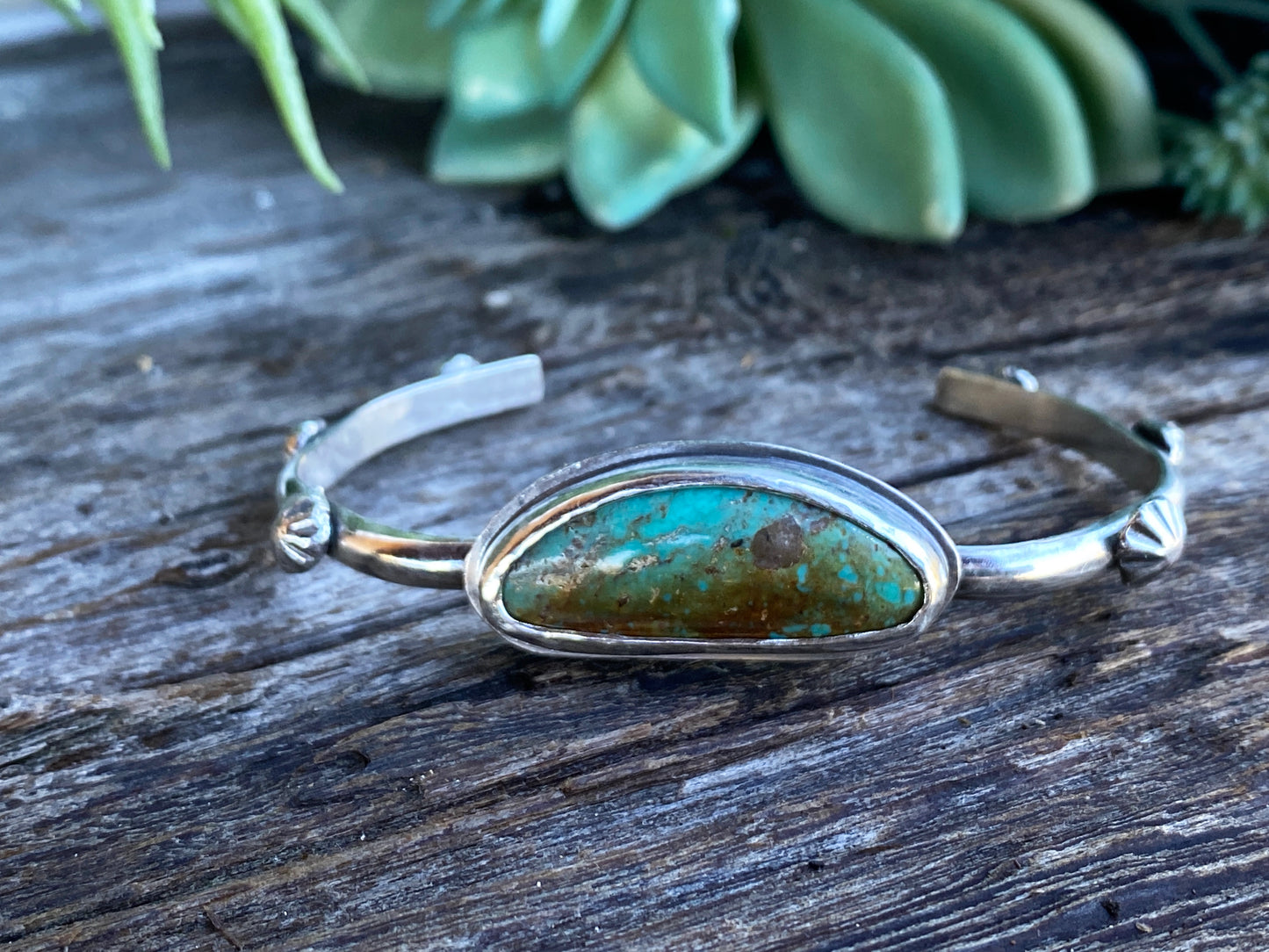 Royston Turquoise And Recycled Sterling Silver Cuff Bracelet