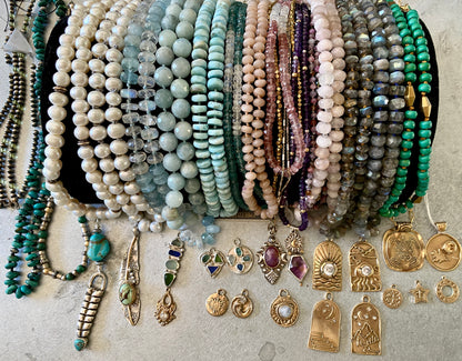 Larimar Hand Knotted Gemstone Candy Necklace