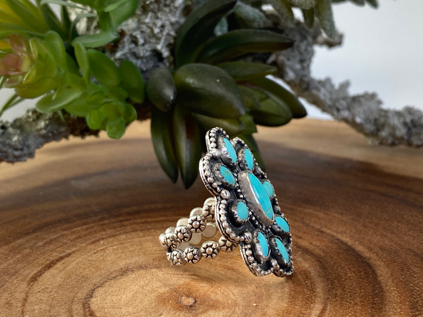 Kingman Turquoise Cluster Ring