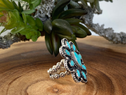 Kingman Turquoise Cluster Ring